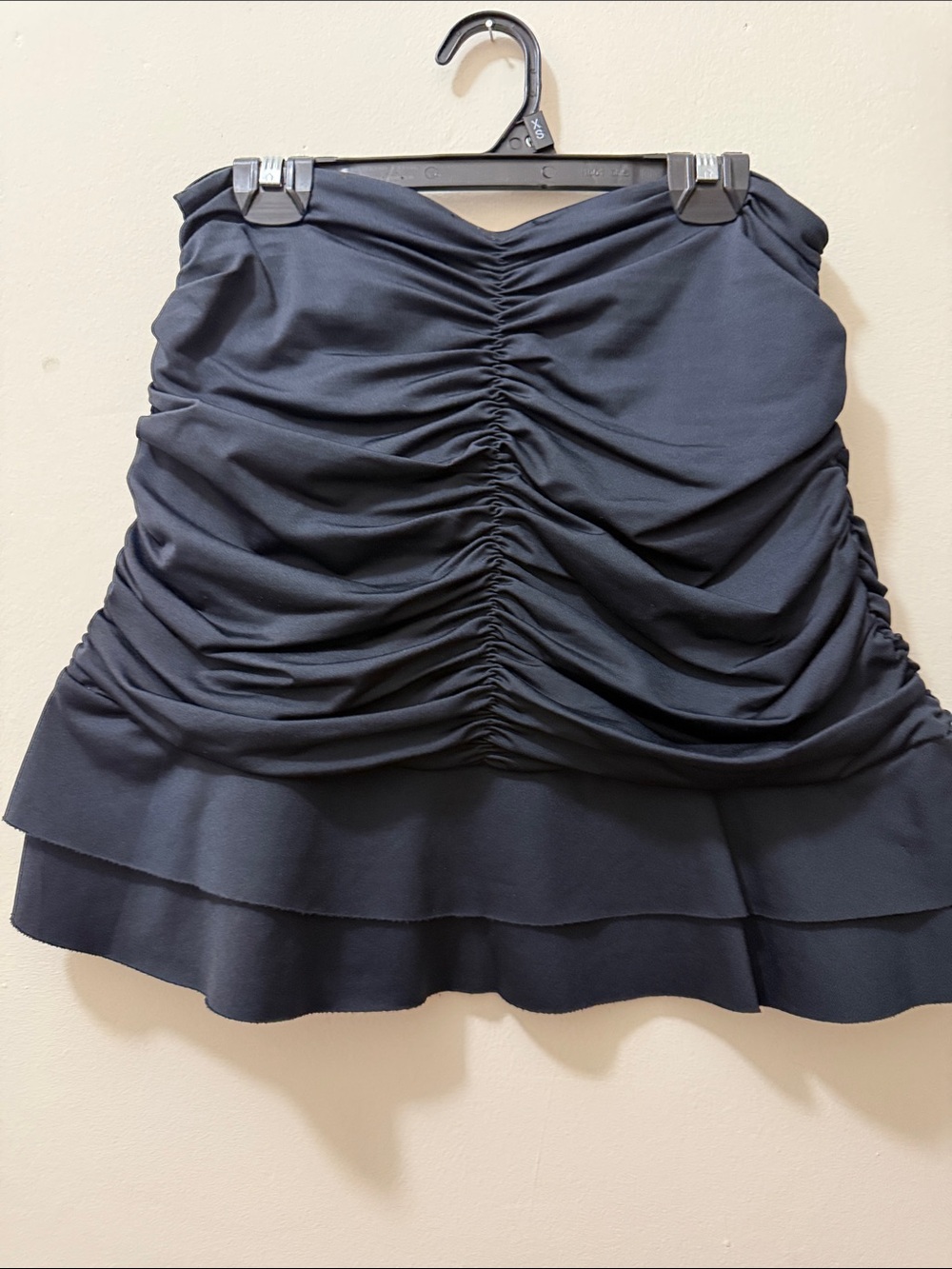 Ruched Layered Mini Skirt - Black